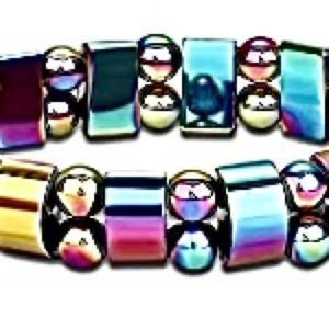 💗 Hematite Rainbow Magnetic Double Strand Bracelet Unisex💜